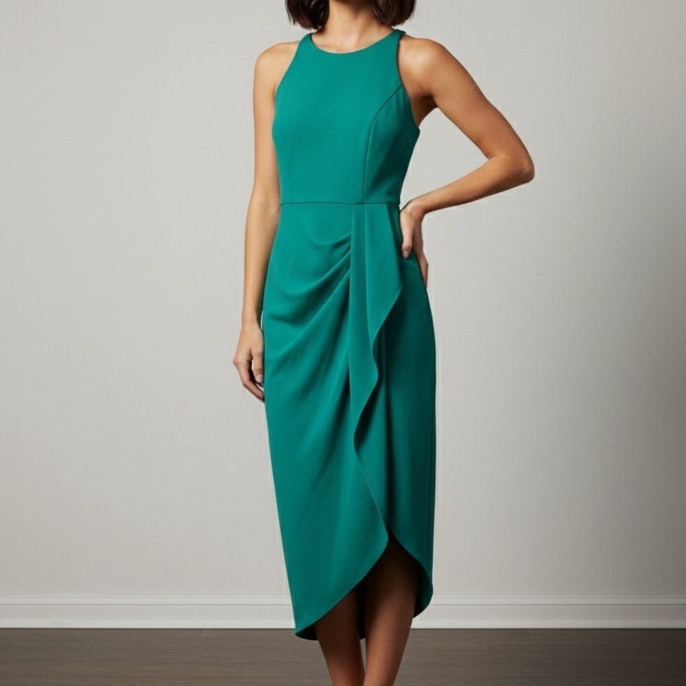 Betsy & Adam Asymmetrical Teal Dress